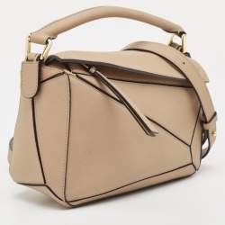 Pre Owned Loewe Beige Leather Small Puzzle Shoulder Bag