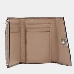 Pre Owned Loewe Beige Leather Anagram Trifold Wallet