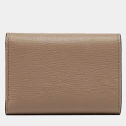 Pre Owned Loewe Beige Leather Anagram Trifold Wallet