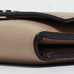 Pre Owned Loewe Beige Leather Anagram Trifold Wallet