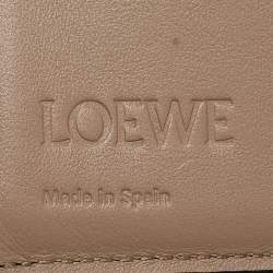 Pre Owned Loewe Beige Leather Anagram Trifold Wallet