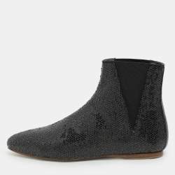 Loewe Black Sequin Embellished Chelsea Ankle Boots Size 37