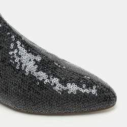 Pre Owned Loewe Black Sequin Embellished Chelsea Ankle Boots Size 37