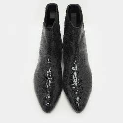 Pre Owned Loewe Black Sequin Embellished Chelsea Ankle Boots Size 37