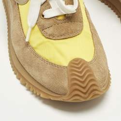 Pre Owned Loewe Brown/Yellow Leather and Suede Low Top Sneakers Size 35