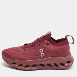 Pre Owned Loewe x On Cloudtilt Size 39 Burgundy Knit Fabric Low Top Sneakers