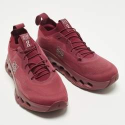 Pre Owned Loewe x On Cloudtilt Size 39 Burgundy Knit Fabric Low Top Sneakers