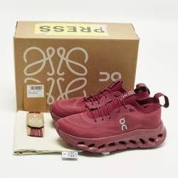 Pre Owned Loewe x On Cloudtilt Size 39 Burgundy Knit Fabric Low Top Sneakers