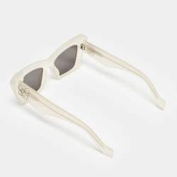 Pre Owned Loewe White/Black LW400361 Anagram Cat Eye Sunglasses