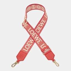 Pre Owned Loewe Orange/Beige Anagram Canvas and Leather Adjustable Bag Strap