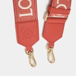 Pre Owned Loewe Orange/Beige Anagram Canvas and Leather Adjustable Bag Strap