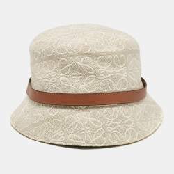 Pre Owned Loewe  Beige Anagram Jacquard Bucket Hat