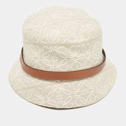 Pre Owned Loewe  Beige Anagram Jacquard Bucket Hat