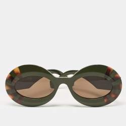Loewe Green/Black LW400911 Anagram Frame Oval Sunglasses