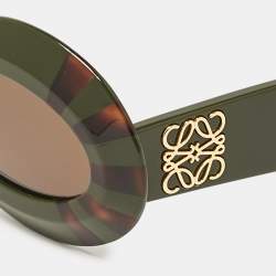 Loewe Green/Black LW400911 Anagram Frame Oval Sunglasses