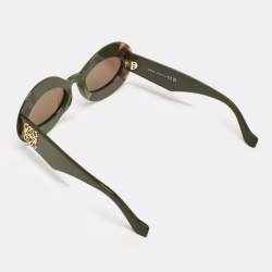 Loewe Green/Black LW400911 Anagram Frame Oval Sunglasses