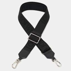 Loewe Black Canvas and Leather Webbing Adjustable Bag Strap