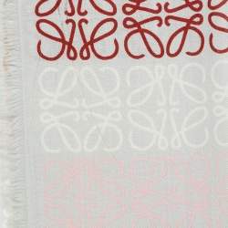 Loewe Grey Multi Anagram Print Wool & Silk Stole 