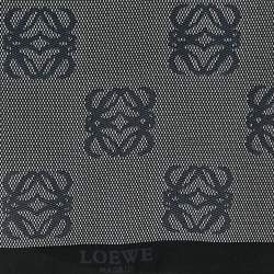 Pre Owned Loewe Black/Grey Anagram Print Silk Scarf