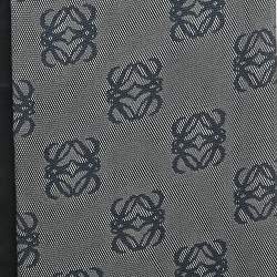 Pre Owned Loewe Black/Grey Anagram Print Silk Scarf