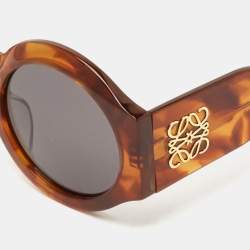 Loewe Tortoise Brown/Black LW40081U Chunky Anagram Round Sunglasses
