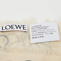 Loewe Cream Anagram Print Wool  Silk Scarf