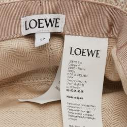 Pre Owned Loewe Beige Anagram Cotton Canvas Leather Trim Bucket Hat