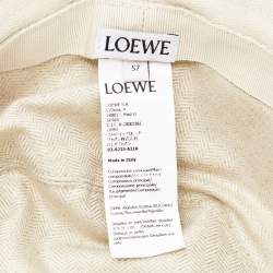 Loewe Beige Cotton Canvas Logo Leather Trim Fisherman Hat
