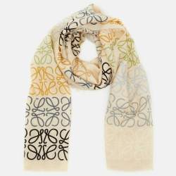 Loewe Beige Anagram Wool & Silk Scarf