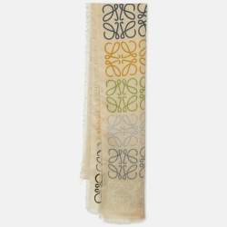 Loewe Beige Anagram Wool & Silk Scarf