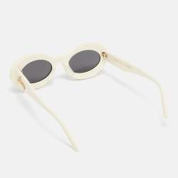Pre Owned Loewe Off White/Black LW4011OU Frame Oval Sunglasses