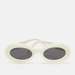 Pre Owned Loewe Off White/Black LW4011OU Frame Oval Sunglasses