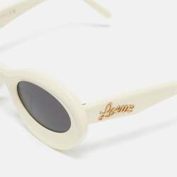 Pre Owned Loewe Off White/Black LW4011OU Frame Oval Sunglasses