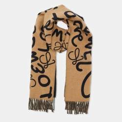 Loewe Beige/Black Anagram Wool & Cashmere Scarf