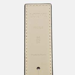 Pre Owned Loewe Tan/Off White Leather Anagram Reversible Belt 85CM
