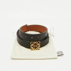 Pre Owned Loewe Tan/Black Leather Anagram Reversible Belt 80CM