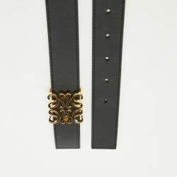 Pre Owned Loewe Tan/Black Leather Anagram Reversible Belt 80CM