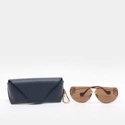 Pre Owned Loewe Brown/Gold Tone Hardware LW40049U Anagram Hexagonal Rimless Sunglasses