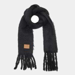 Pre Owned وشاح لويفي أناغرام بتش موهير بشراشيب أسود