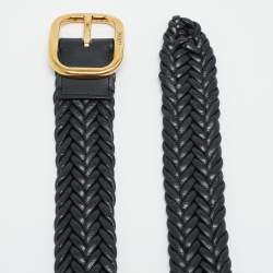 مملوكة مسبقًا Loewe Buckle Belt Woven Black Leather