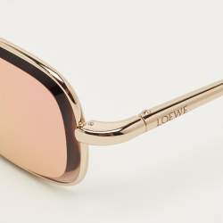 Pre Owned Loewe Pink/Gold Tone LW40159U Anagram Rectangle Sunglasses