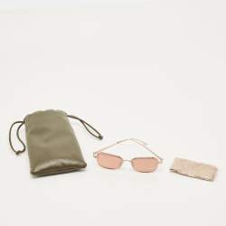 Pre Owned Loewe Pink/Gold Tone LW40159U Anagram Rectangle Sunglasses
