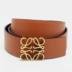 Pre Owned Loewe Anagram 90CM Reversible Brown/Black Leather