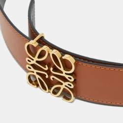 Pre Owned Loewe Anagram 90CM Reversible Brown/Black Leather