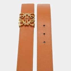 Pre Owned Loewe Anagram 90CM Reversible Brown/Black Leather