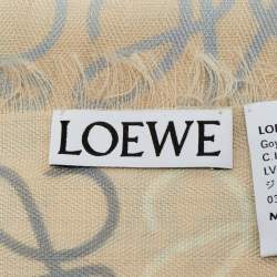 Pre Owned Loewe Cream Anagram Wool Scarf