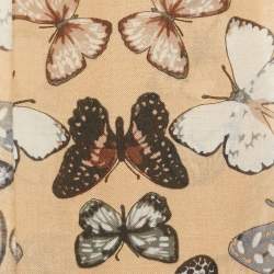 Pre Owned Loewe Brown Butterfly Print Crepe Scarf