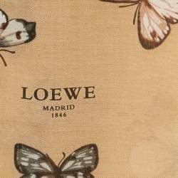 Pre Owned Loewe Brown Butterfly Print Crepe Scarf