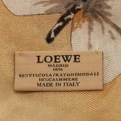 Pre Owned Loewe Brown Butterfly Print Crepe Scarf