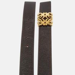 Pre Owned حزام لويفي قابل للعكس جلد بني فاتح/أوف وايت أناغرام مقاس 85 سم